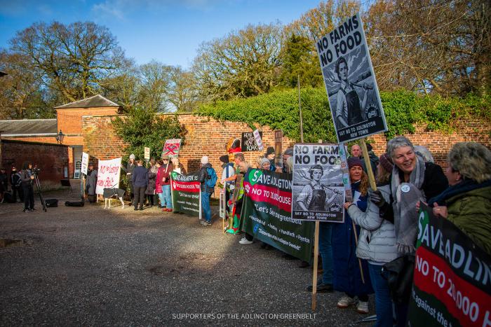Group of protesters are Tatton Park showing their opposition to Adlington New Town