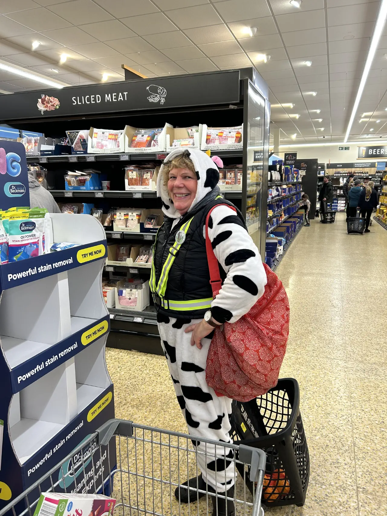Adlington cow spotted today on the loose in Aldi!