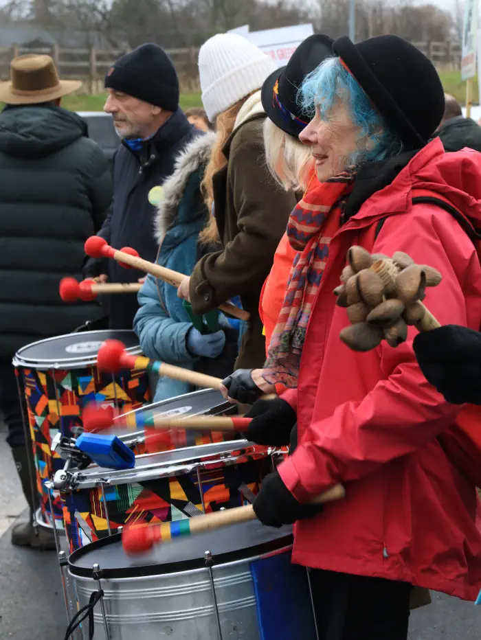 Protesters with drums