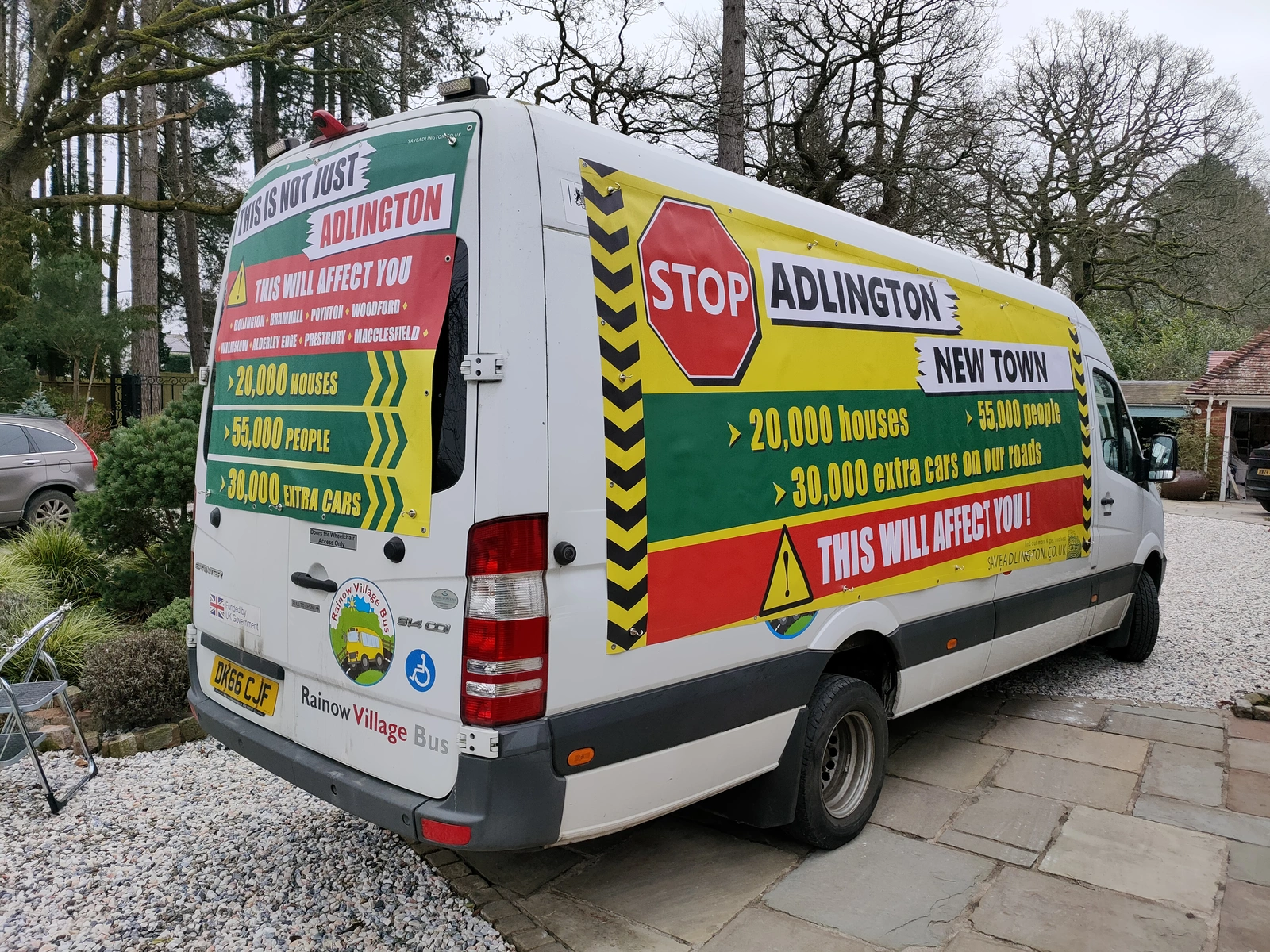 Campaign bus ready to go spread the wood to Stop Adlington New Town