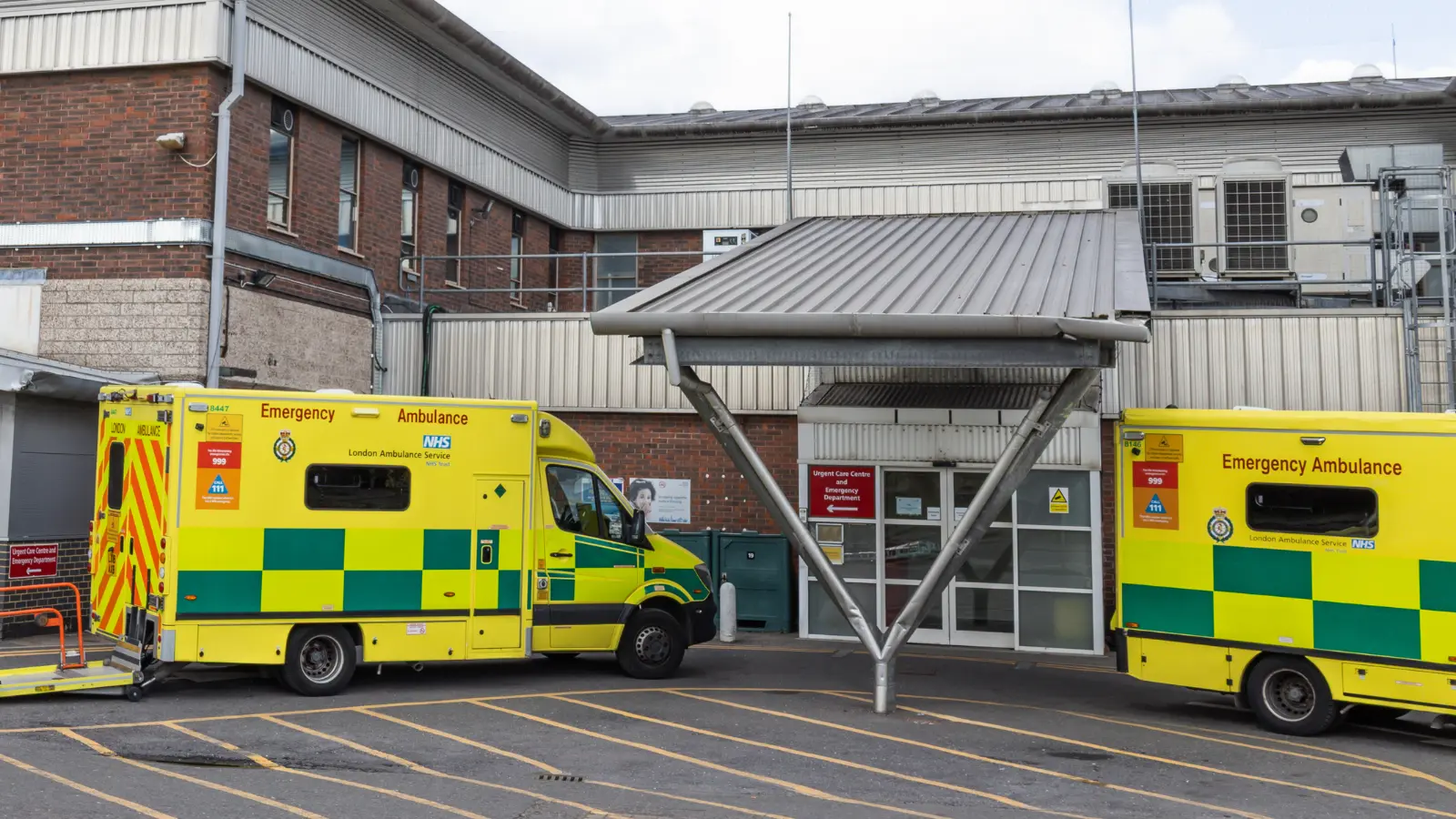 Ambulances parked outside a hosptial