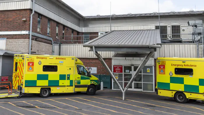 Ambulances parked outside a hosptial