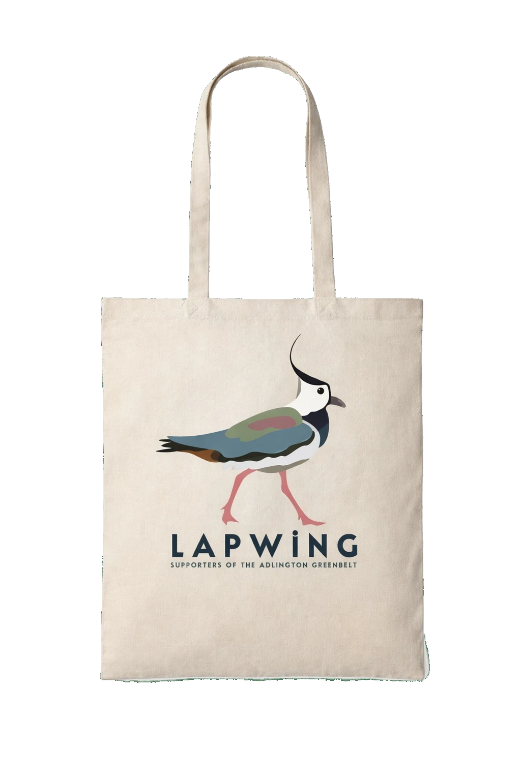 Bag featuring a lapwing. Caption Supporters of the Adlington Greenbelt.