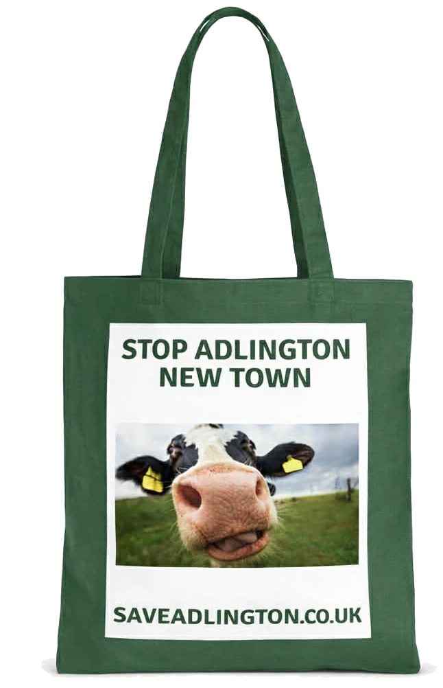 Green Bag featuring Cow. Caption No Farms No Food