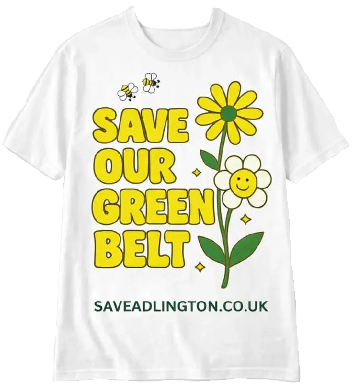 A t-shirt featuing Save our Greenbelt