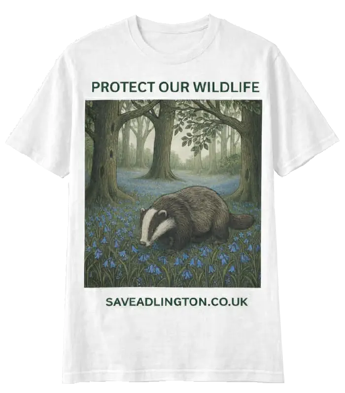 Protect our wildlife t-shirt featuring badger